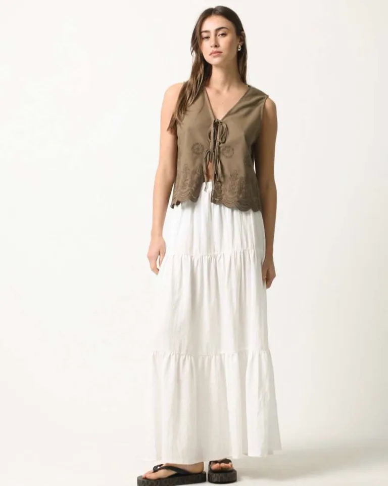 Falda larga de algodón con pliegues y volumen de Hesed en Faldas para argentina