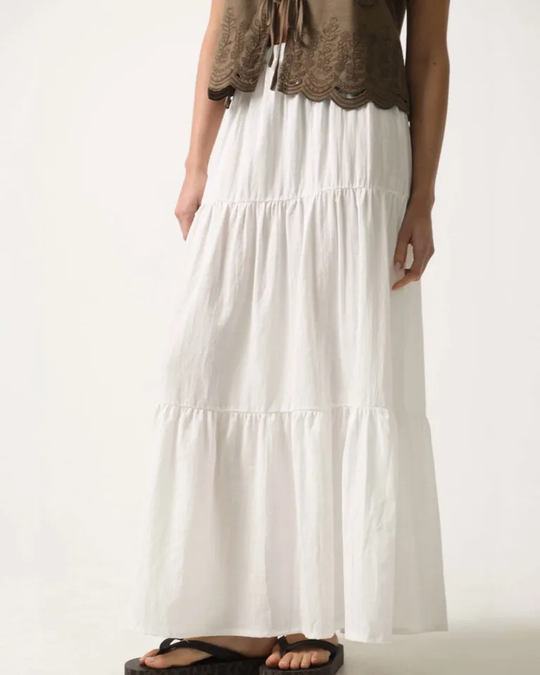 Falda larga de algodón con pliegues y volumen de Hesed en Faldas para argentina