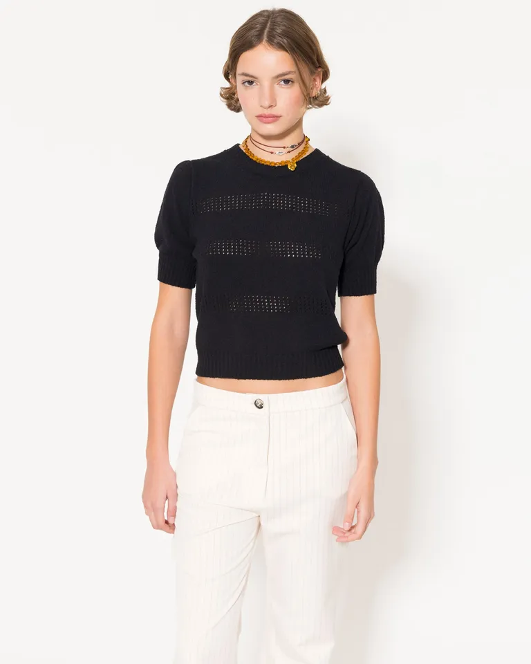 Sweater de manga corta con espalda abierta - Prenda elegante y versátil para mujer de Jazmin Chebar en Buzos y Sweaters para argentina