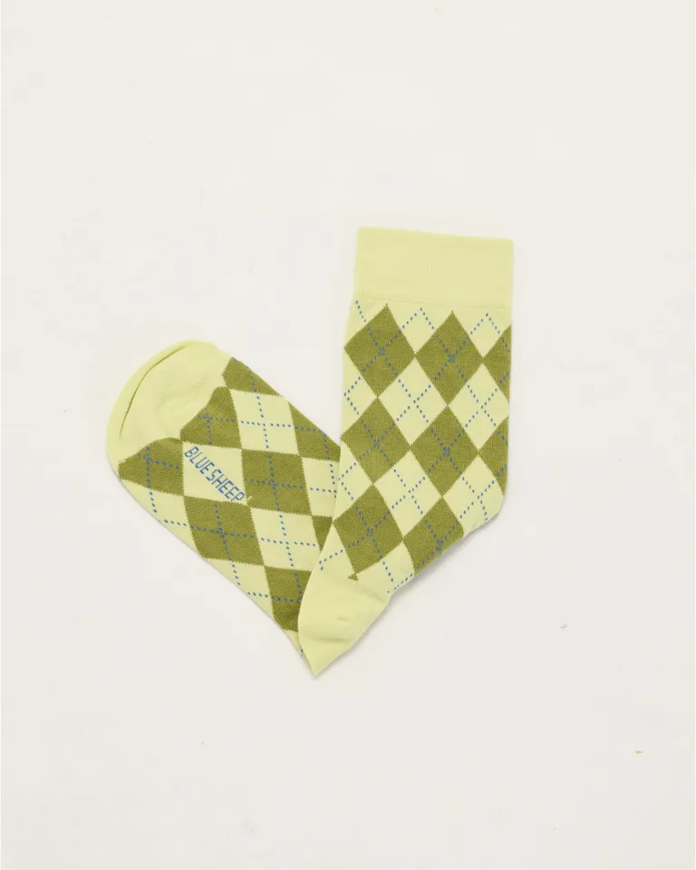 Soquetes Luigi: Diseño a rombos en tonos verdes para un look elegante y sofisticado de Blue Sheep en Ropa Interior y Medias para argentina