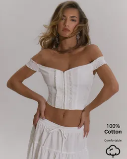 Top corto fruncido algodón de Musera en Tops para argentina