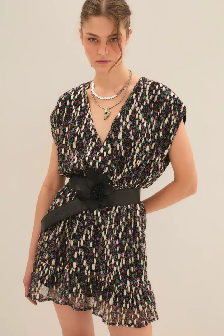 Vestido corto con estampado floral y detalles de lurex de Rapsodia en Vestidos para argentina