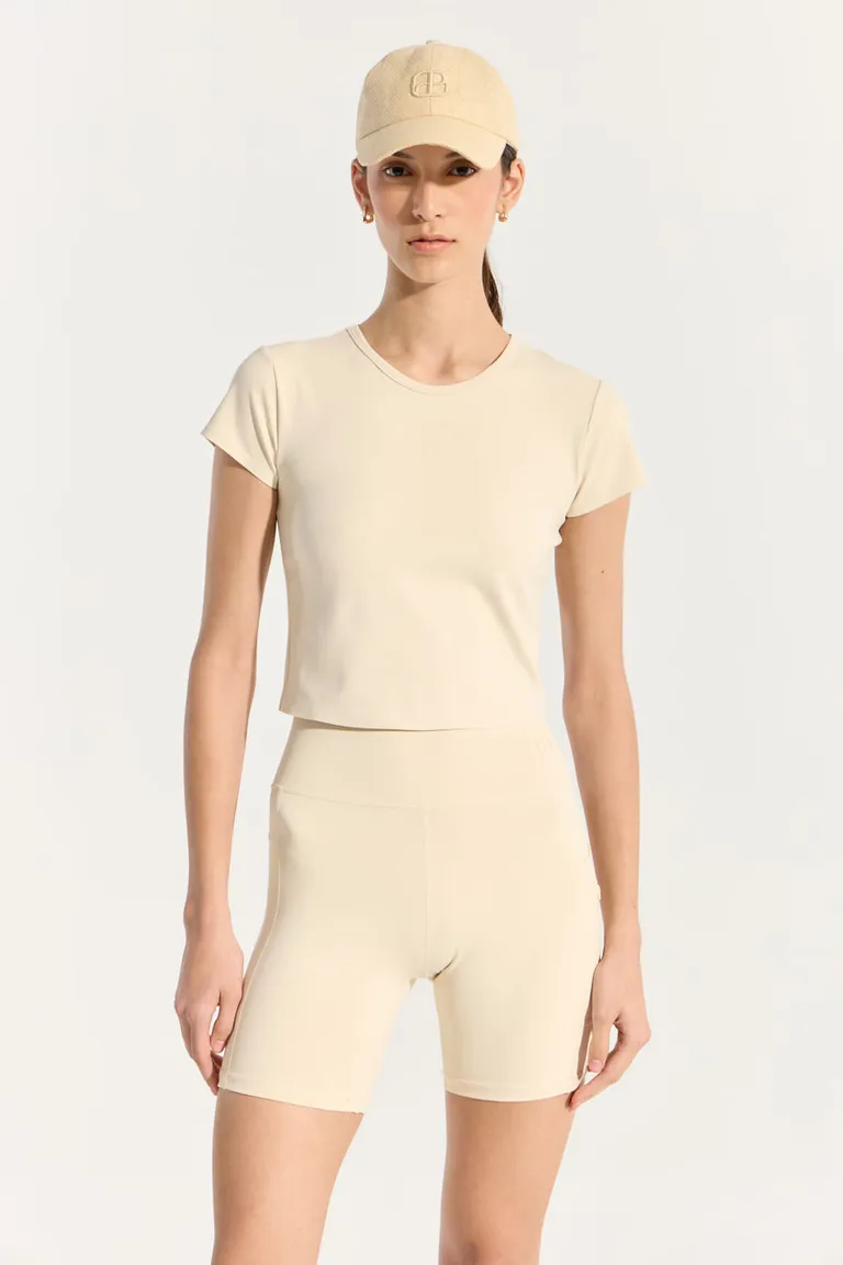 Remera de manga corta en tela de punto cómoda y versátil para mujer de Portsaid en Remeras para argentina