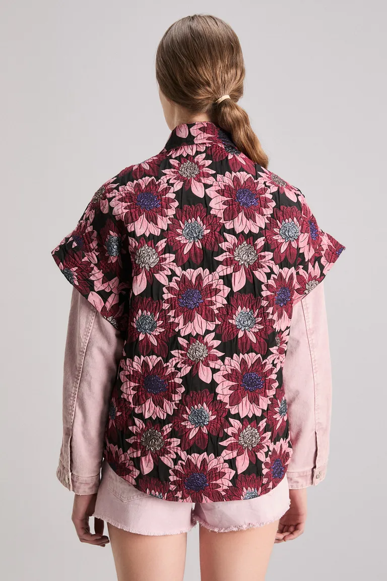 Chaleco blanco con estampado floral y detalles brillantes de corte oversize de Kosiuko en Chalecos para argentina