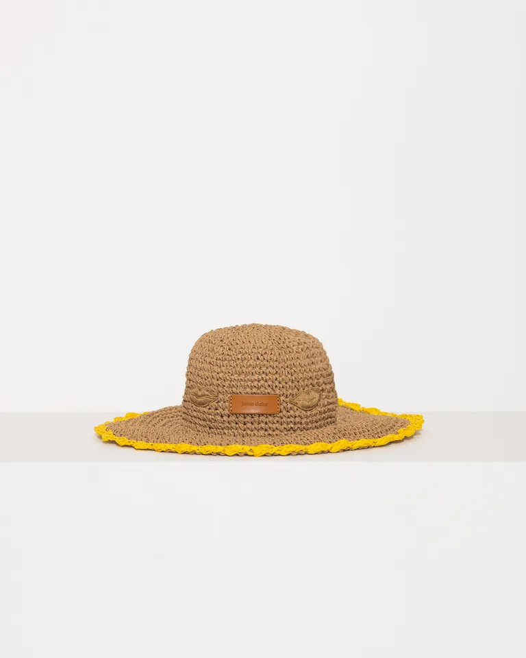 Sombrero de ala ancha de rafia con detalles bordados para mujer de Jazmin Chebar en Gorros y Sombreros para argentina