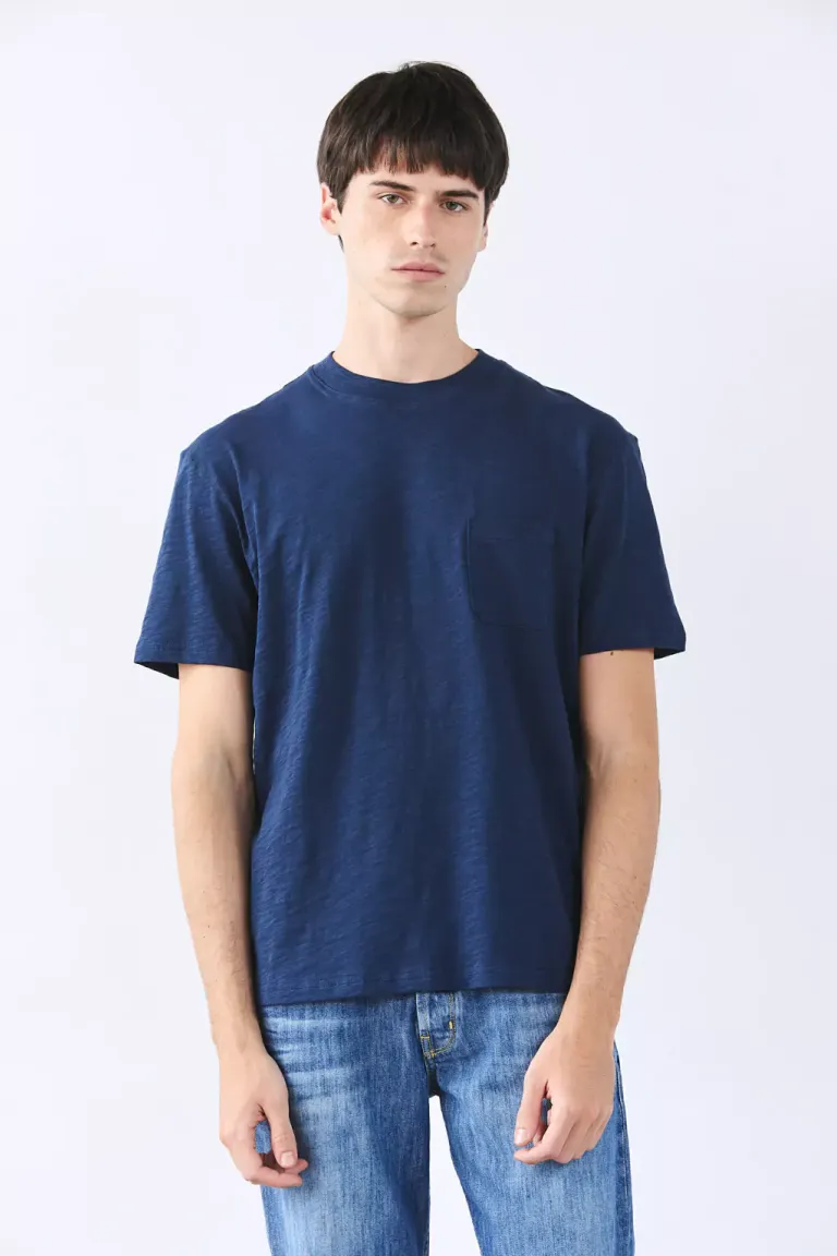 Remera masculina de manga corta y cuello redondo en color azul de Bensimon en Remeras y Polos para argentina