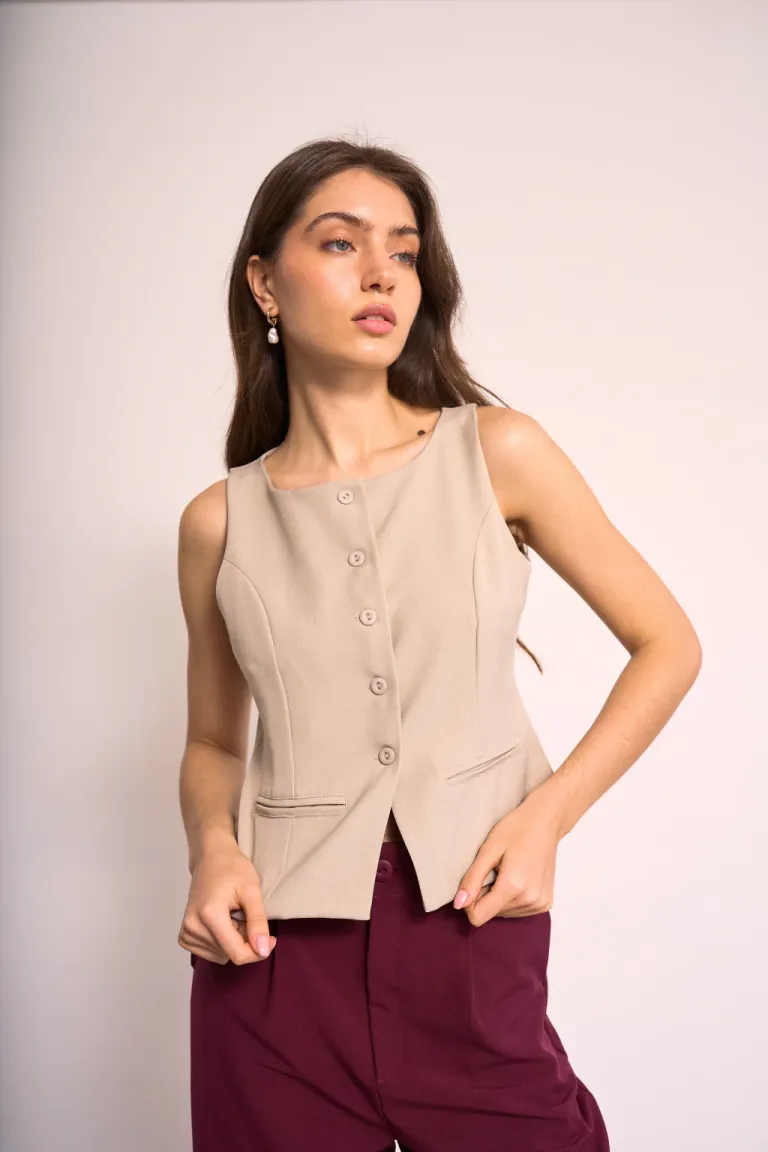 Chaleco de tela de sastrero con bolsillos laterales para mujer de Lemmon en Chalecos para argentina