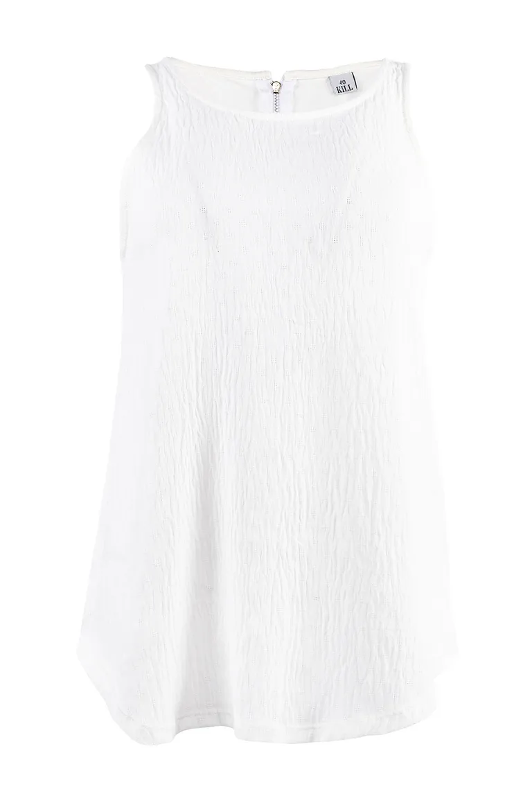 Remera de algodón blanca con detalles de tejido plano en el delantero y cierre en la espalda de Kill en Remeras para argentina