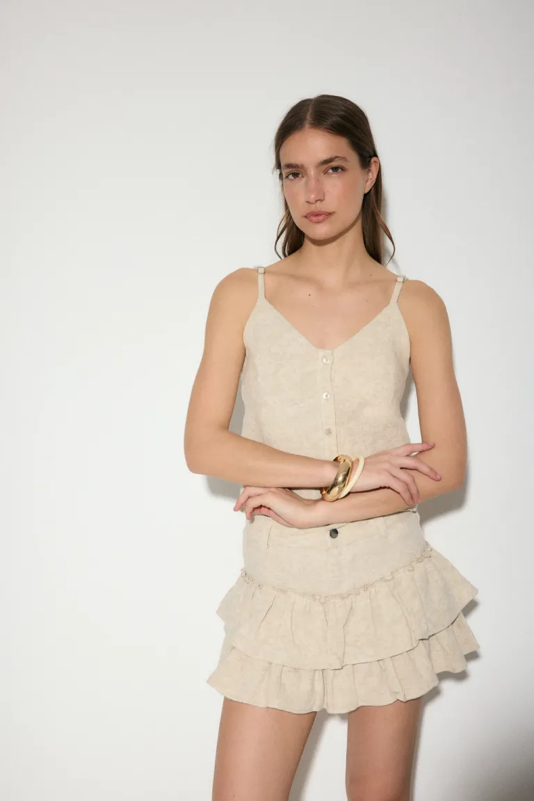 Blusa de lino con escote en V y tirantes regulables de Audaz en Blusas para argentina