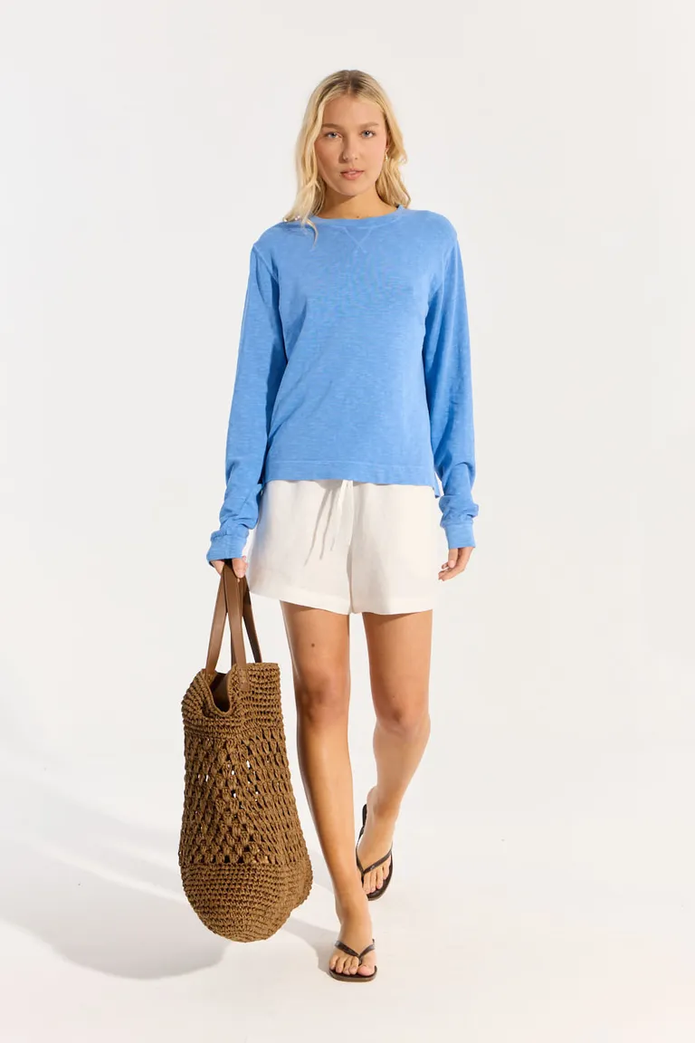 Buzo de corte regular en tono azul con acabado flamé de Portsaid en Buzos y Sweaters para argentina