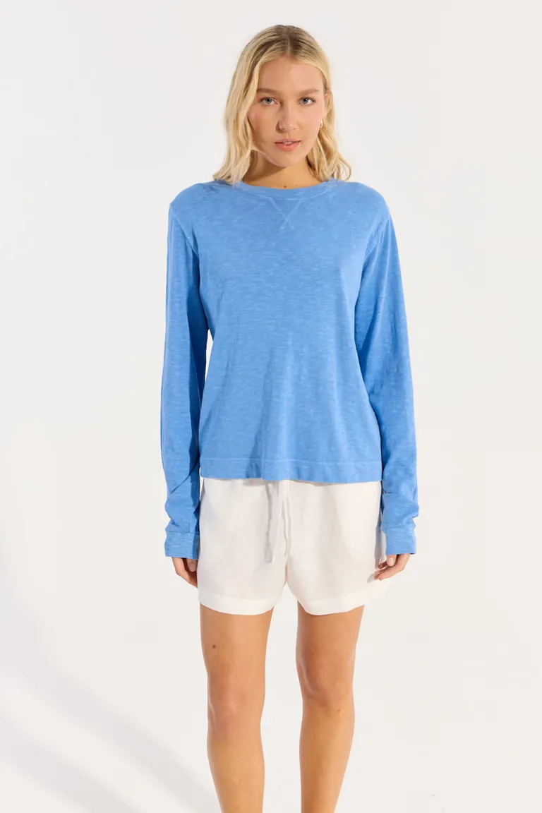 Buzo de corte regular en tono azul con acabado flamé de Portsaid en Buzos y Sweaters para argentina