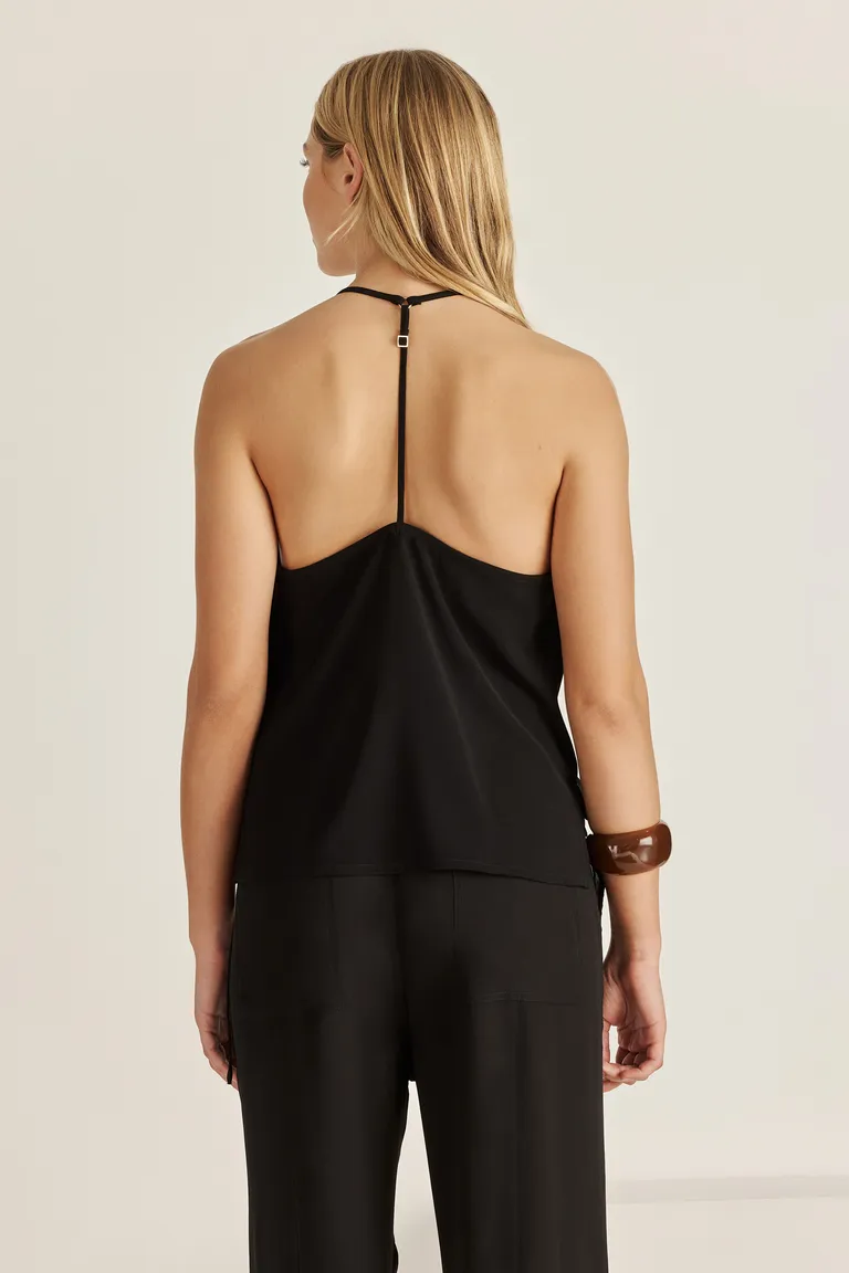 Top negro de diseño exclusivo con espalda baja y silueta relajada de Tucci en Tops para argentina