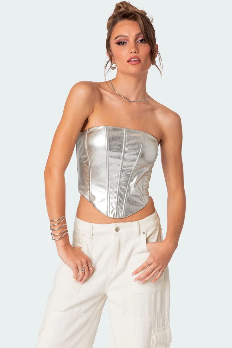 Corset metálico cuero sintético mabel de Edikted en Tops para argentina