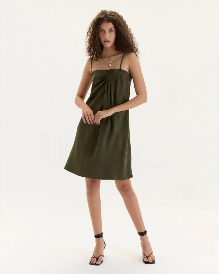 Vestido strapless verde con drapeado en el frente para mujer de Blue Sheep en Vestidos para argentina