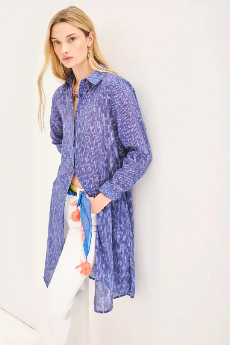 Camisa larga en voile de algodón con detalles de cortes laterales de Rapsodia en Camisas para argentina