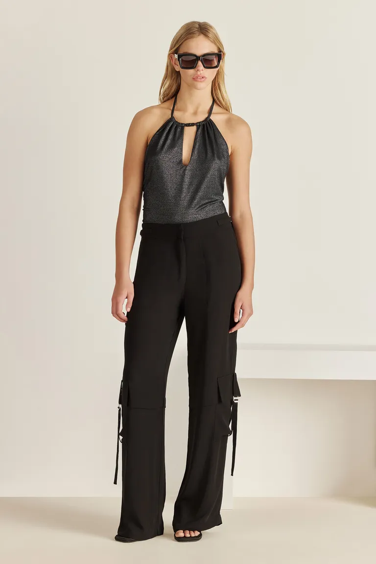 Top sin mangas de tejido brillante con abertura en el escote de Tucci en Tops para argentina