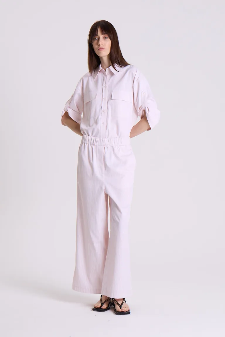 Pantalón recto de algodón-poliéster con cintura elástica y detalles de diseño de Maria Cher en Pantalones para argentina