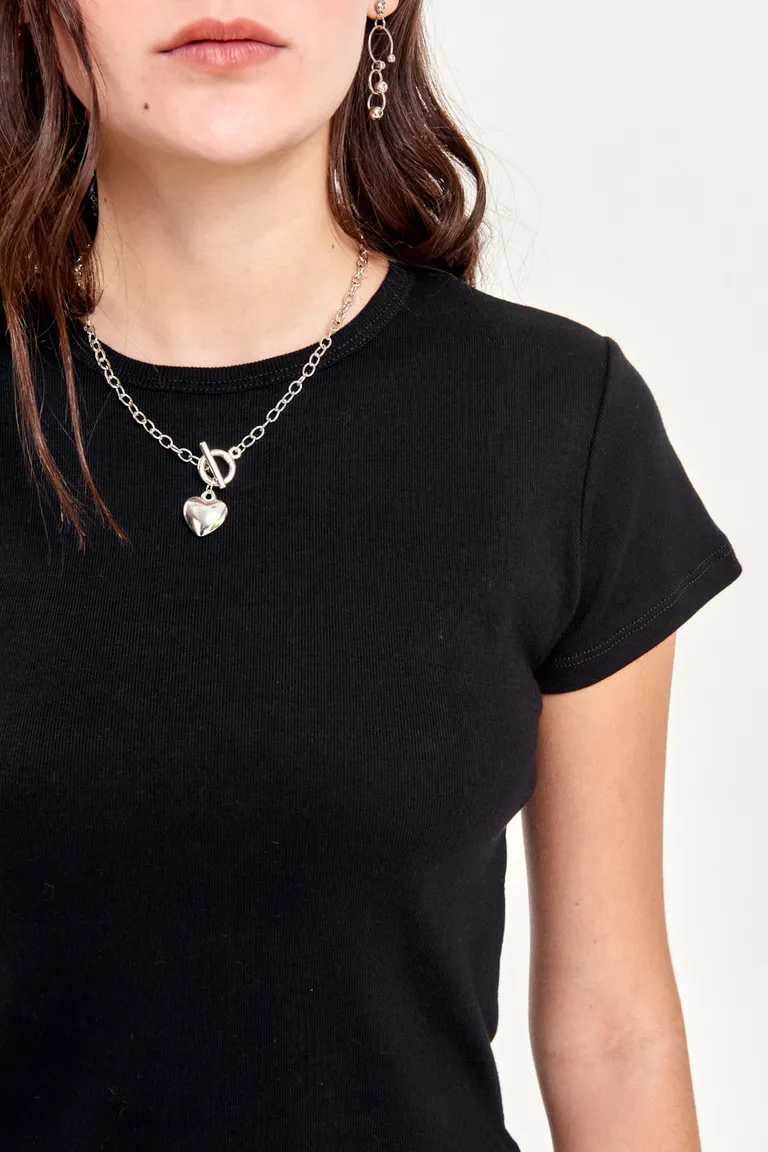 Remera básica de ribb de manga corta para mujer de 47 Street en Remeras para argentina