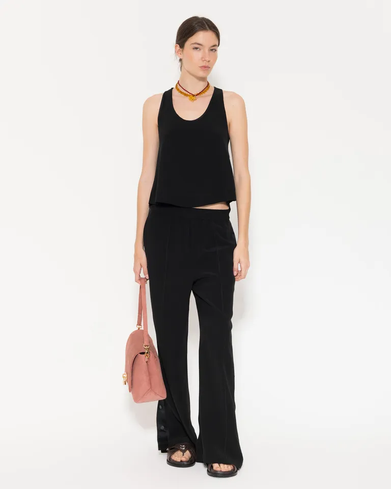 Pantalón de Seda de Pierna Ancha en Color Negro para Mujer de Jazmin Chebar en Pantalones para argentina