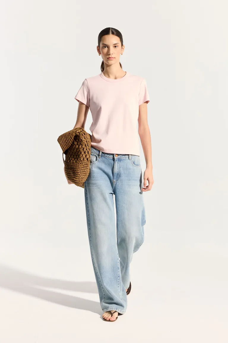 Remera básica de escote redondo en color rosa para mujer de Portsaid en Remeras para argentina