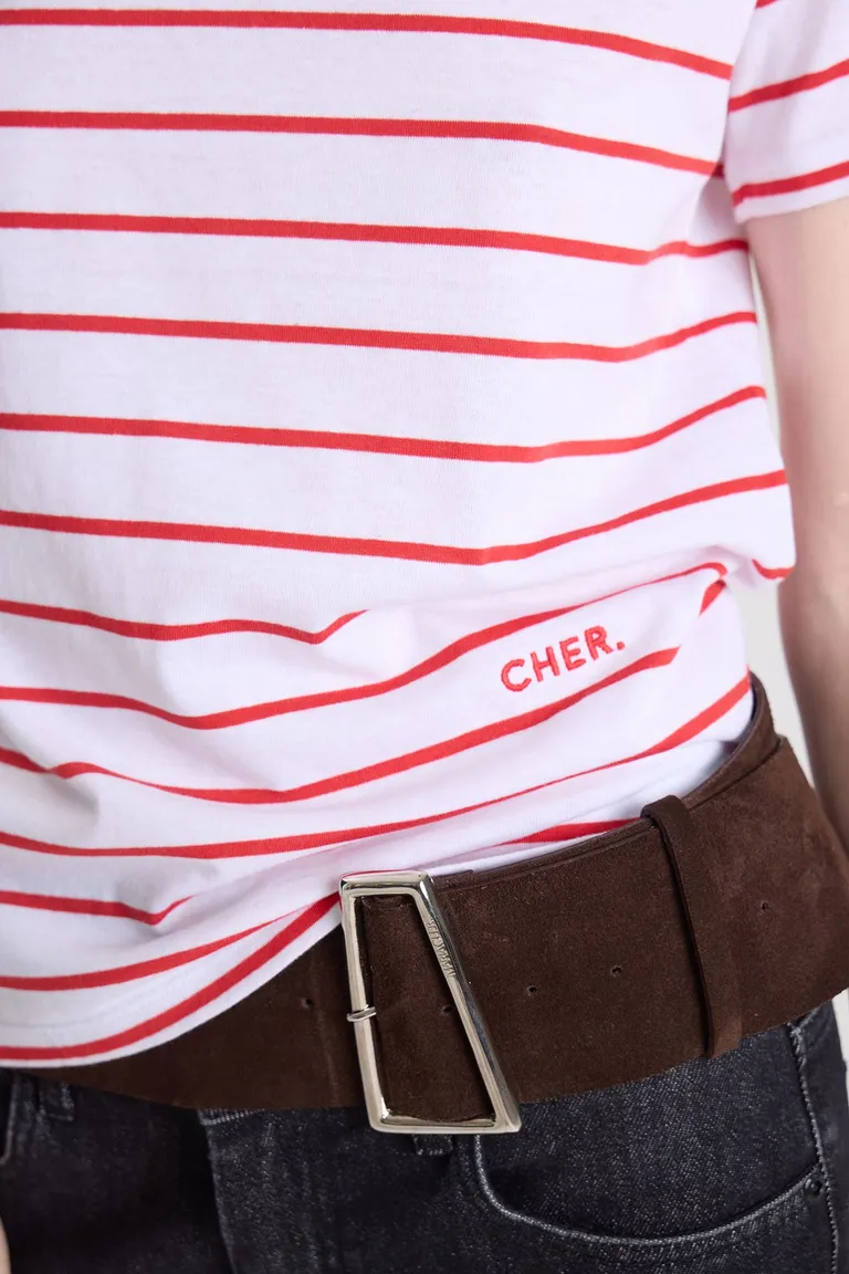 Remera con diseño de rayas horizontales y cuello redondo de calce clásico de Maria Cher en Remeras para argentina