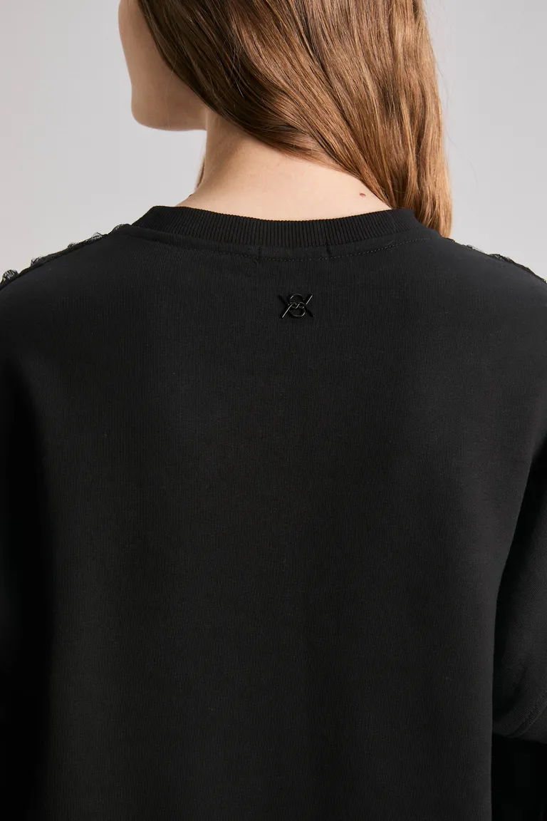 Buzo oversize de estilo rústico con encaje floral para mujer de Kosiuko en Buzos y Sweaters para argentina