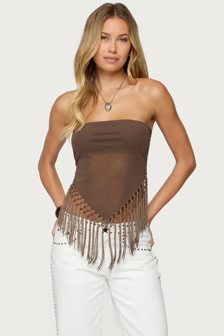 Top strapless malla traslúcida de Edikted en Tops para argentina