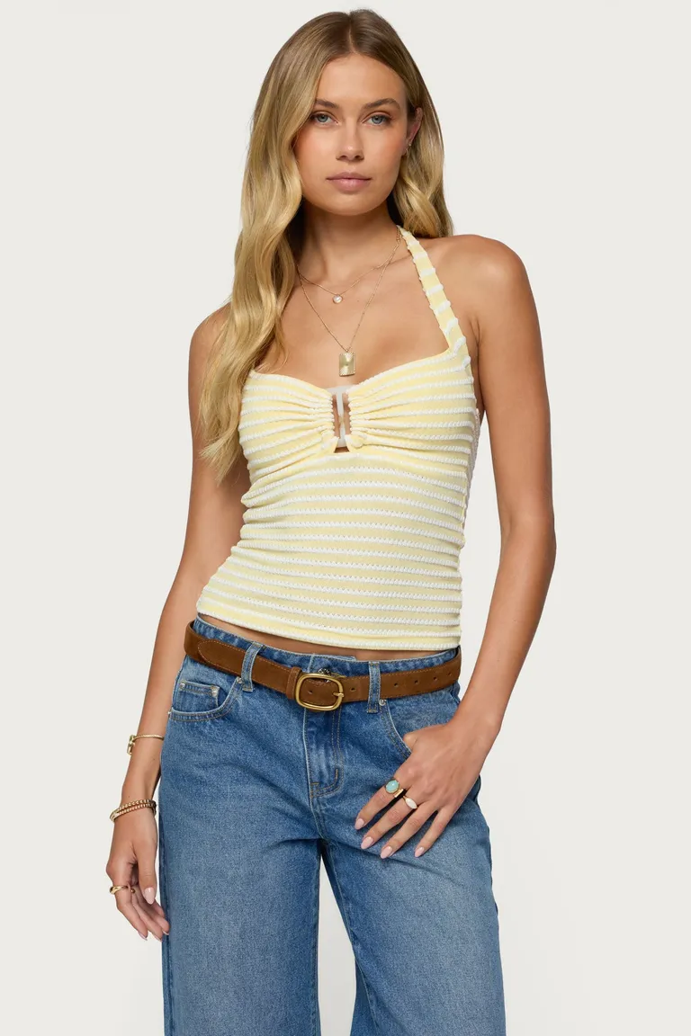 Top halter rayado texturizado lovina de Edikted en Tops para argentina