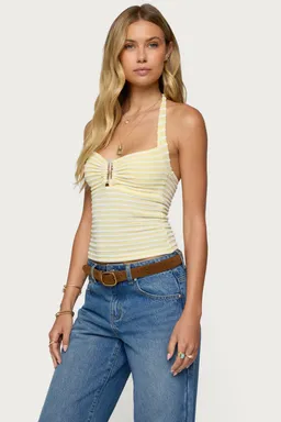 Top halter rayado texturizado lovina de Edikted en Tops para argentina