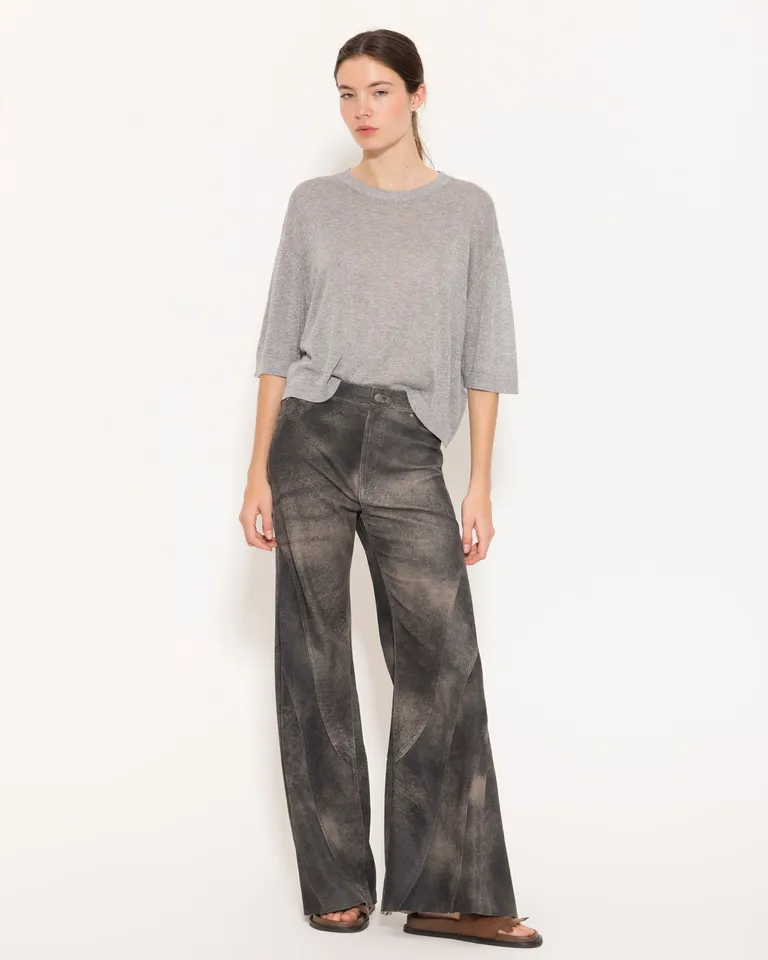 Sweater oversize gris con lurex de estilo remerón de Jazmin Chebar en Buzos y Sweaters para argentina