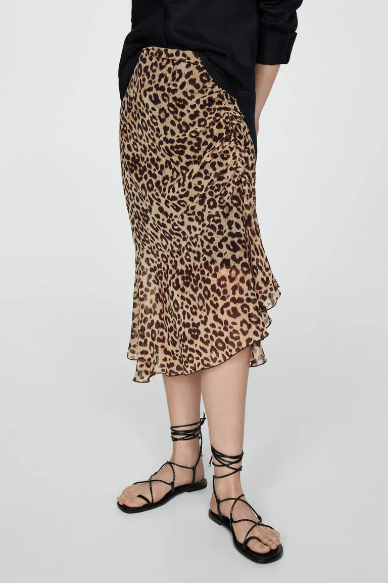 Falda fruncida leopardo de Mango en Faldas para argentina
