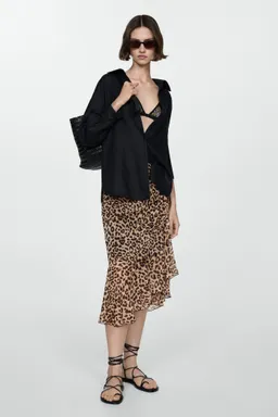 Falda fruncida leopardo de Mango en Faldas para argentina