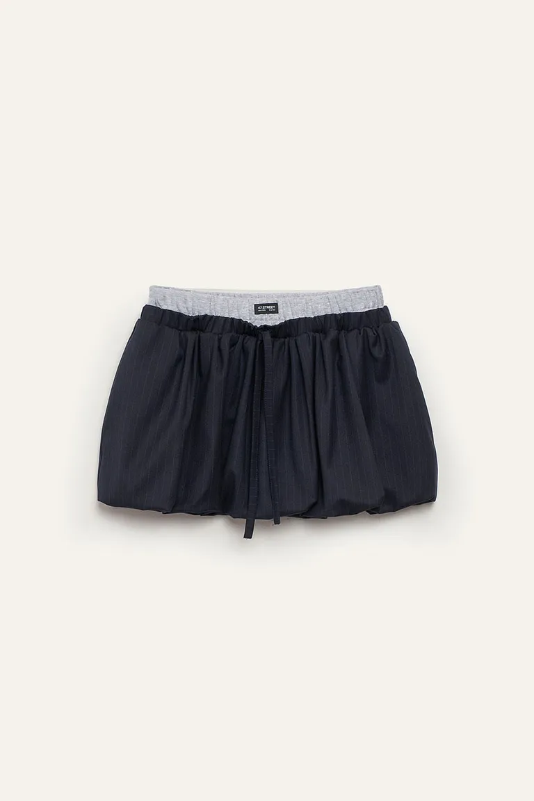 Falda corta estilo balloon con lazo en cintura bolsillos laterales y diseño de sastrería de 47 Street en Faldas para argentina