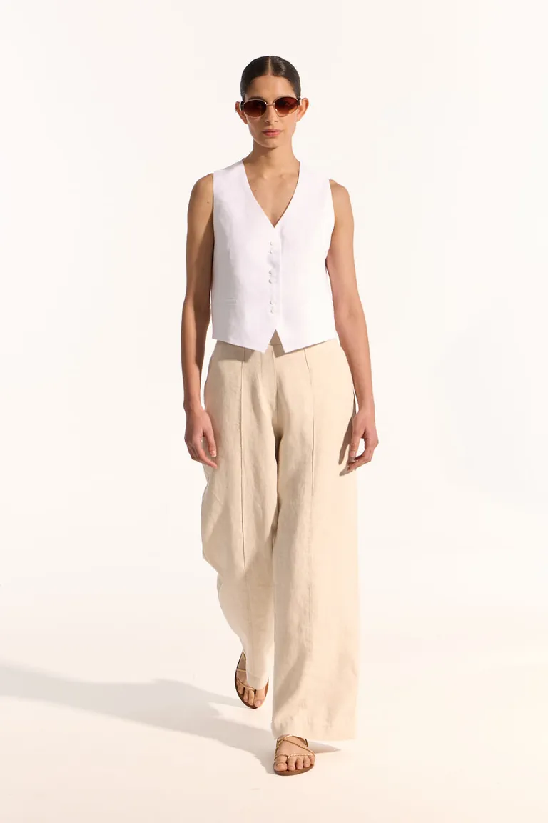 Pantalón lino recto y holgado en color natural para un estilo chill out de Portsaid en Pantalones para argentina