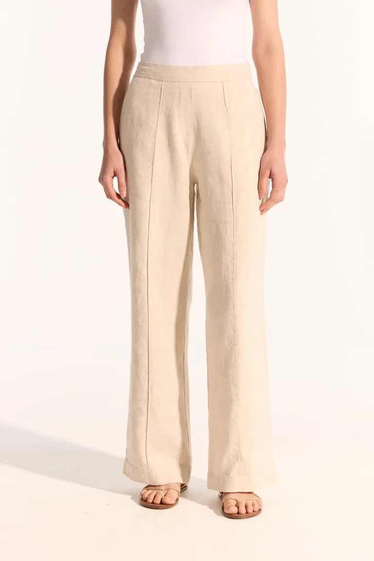 Pantalón lino recto y holgado en color natural para un estilo chill out de Portsaid en Pantalones para argentina