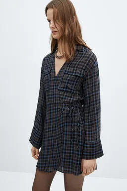 Vestido cruzado estampado cuadros de Mango en Vestidos para argentina