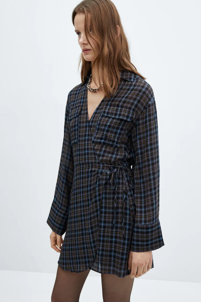 Vestido cruzado estampado cuadros de Mango en Vestidos para argentina