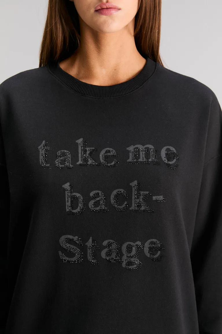 Buzo negro oversize con estampa exclusiva para mujer de Kosiuko en Buzos y Sweaters para argentina