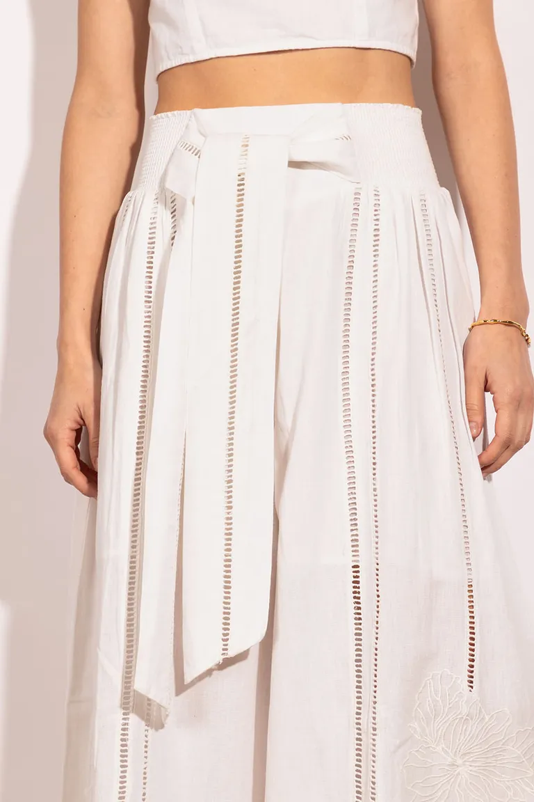 Pantalón amplio con detalle de calados y lazo frontal ajustable de Indiastyle en Pantalones para argentina