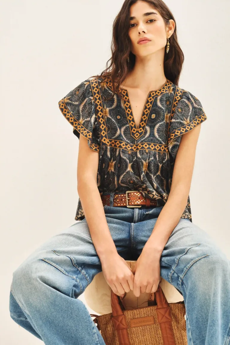 Camisa de algodón con diseño floral de corte amplio y mangas voluminosas de Rapsodia en Camisas para argentina