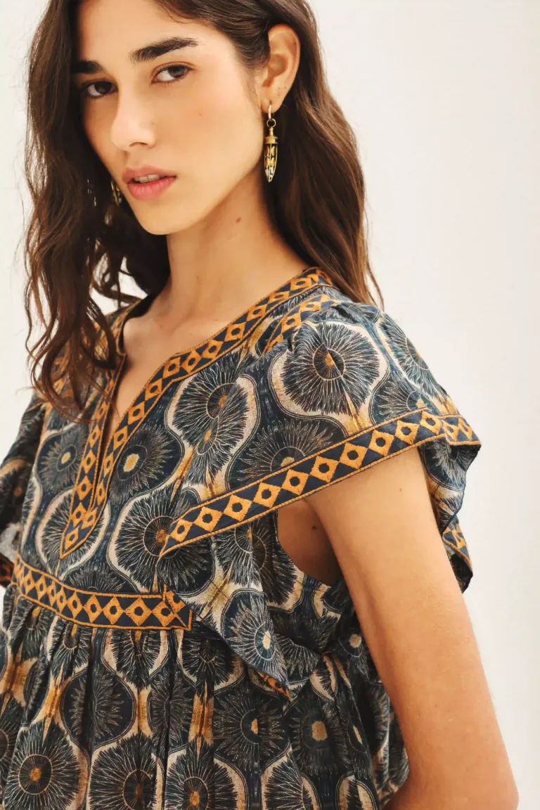 Camisa de algodón con diseño floral de corte amplio y mangas voluminosas de Rapsodia en Camisas para argentina