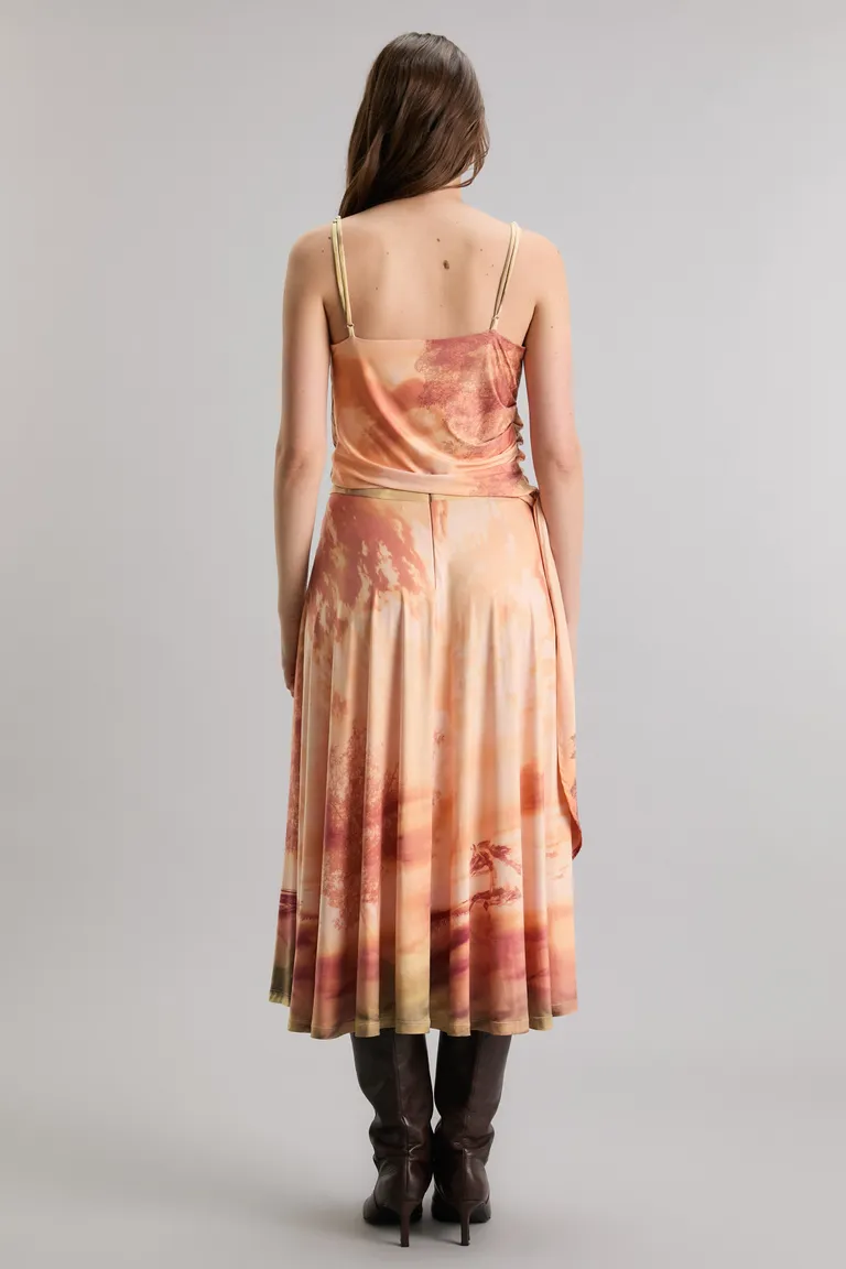 Falda estampada vintage con diseño exclusivo y corte midi irregular de Kosiuko en Faldas para argentina