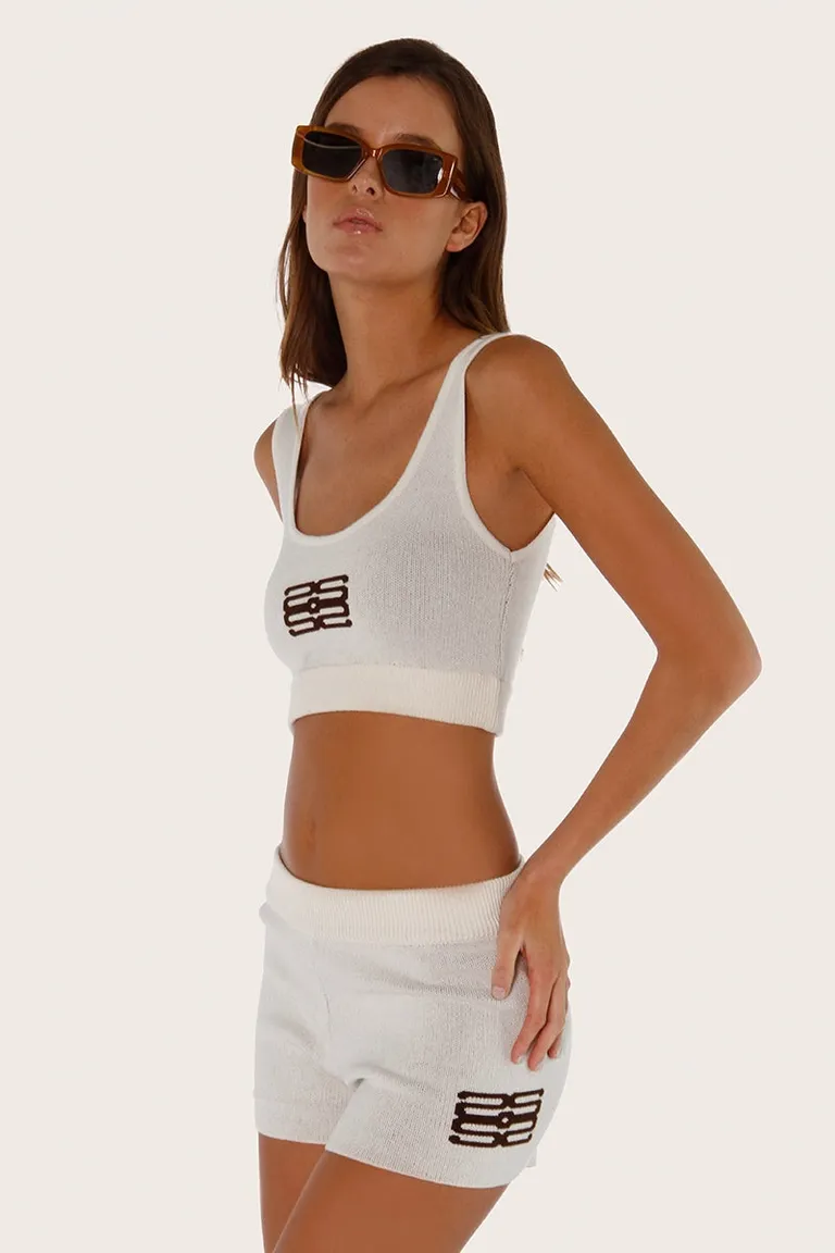 Short deportivo de viscosa con diseño jacquard en color blanco de Sofia Sarkany en Shorts para argentina