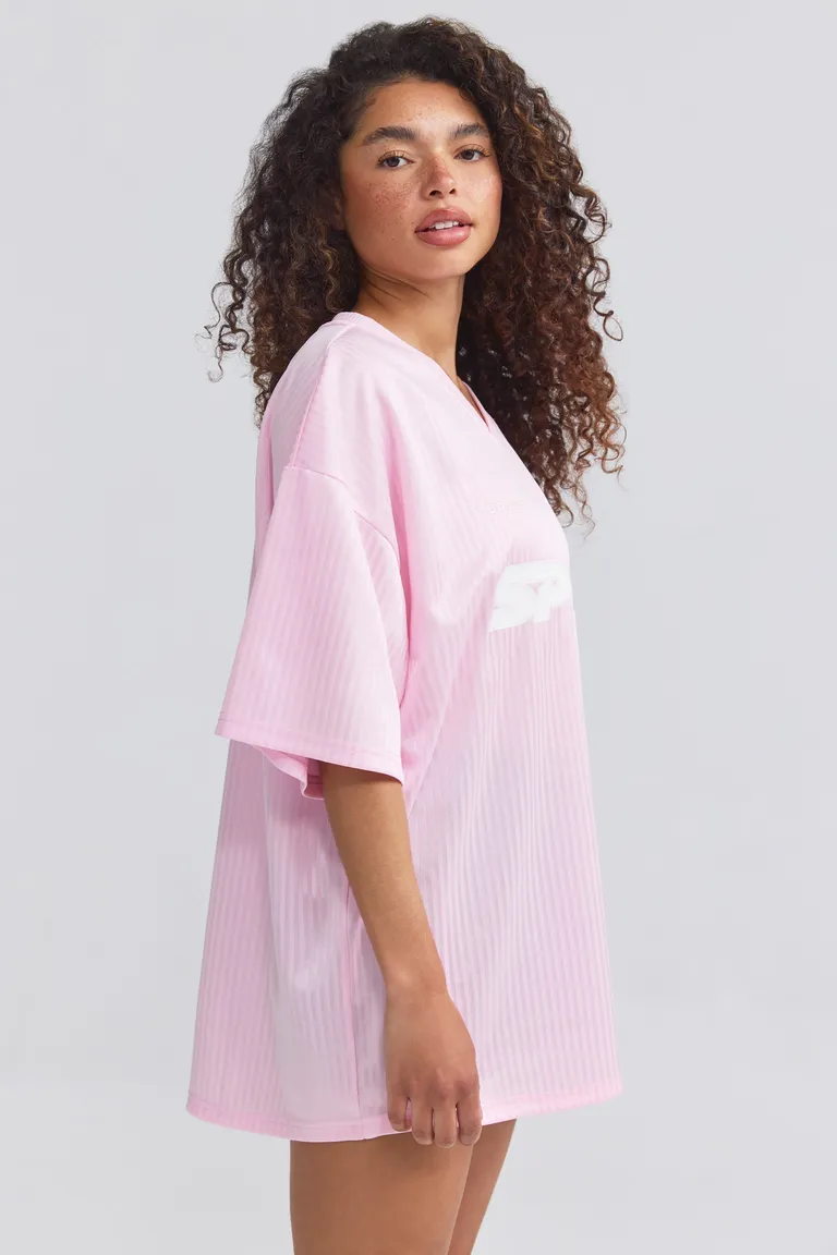 Remera piqué oversize rosa pastel de Oh Polly en Remeras para argentina