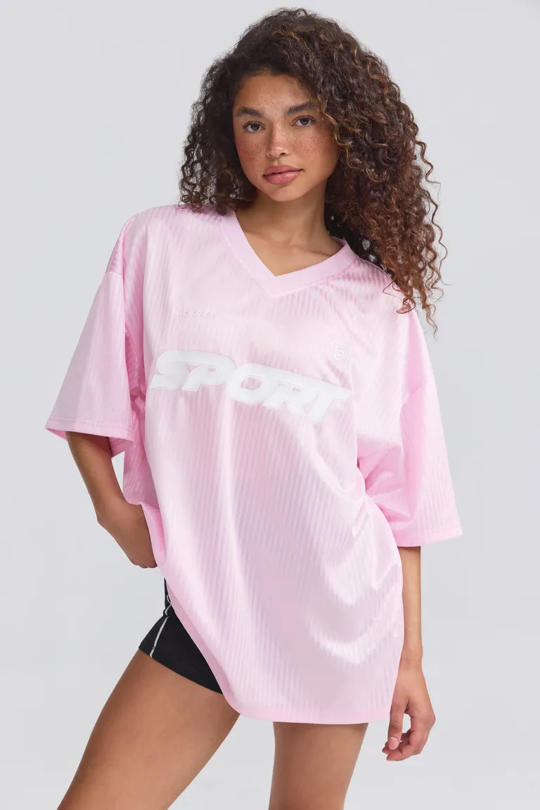 Remera piqué oversize rosa pastel de Oh Polly en Remeras para argentina