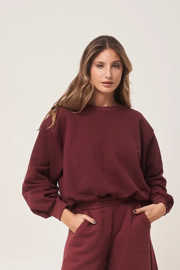 Buzo negro rustico con forro y elástico en la cintura - Indumentaria Mujer de Belle en Buzos y Sweaters para argentina