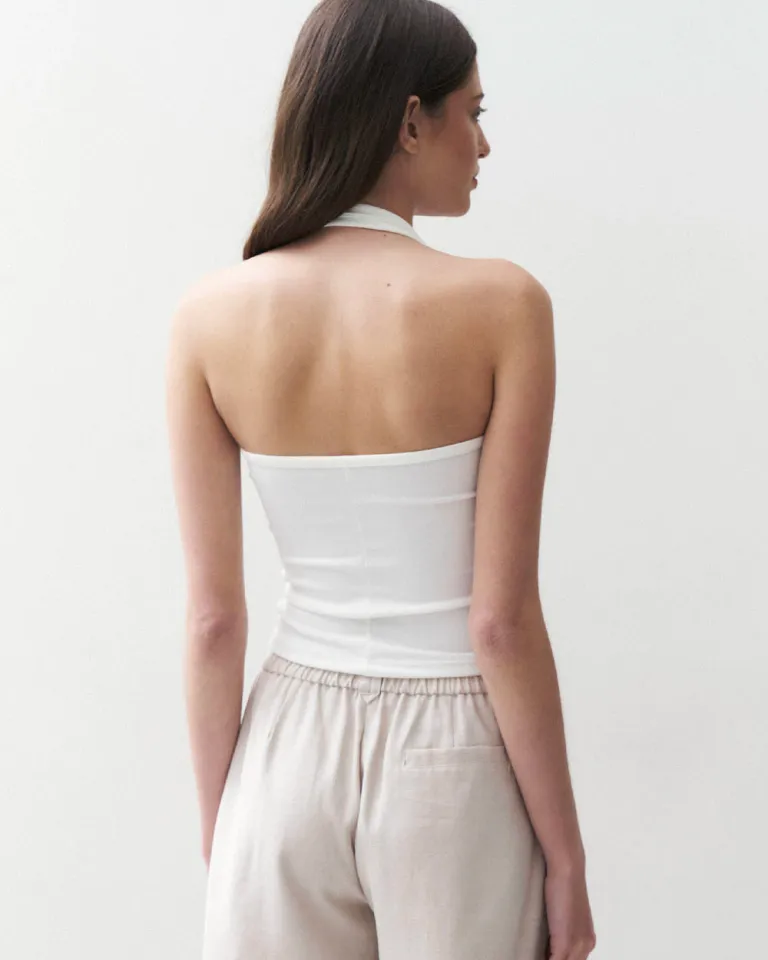 Top de cuello halter con escote redondo y argolla en la tira de Sky en Tops para argentina