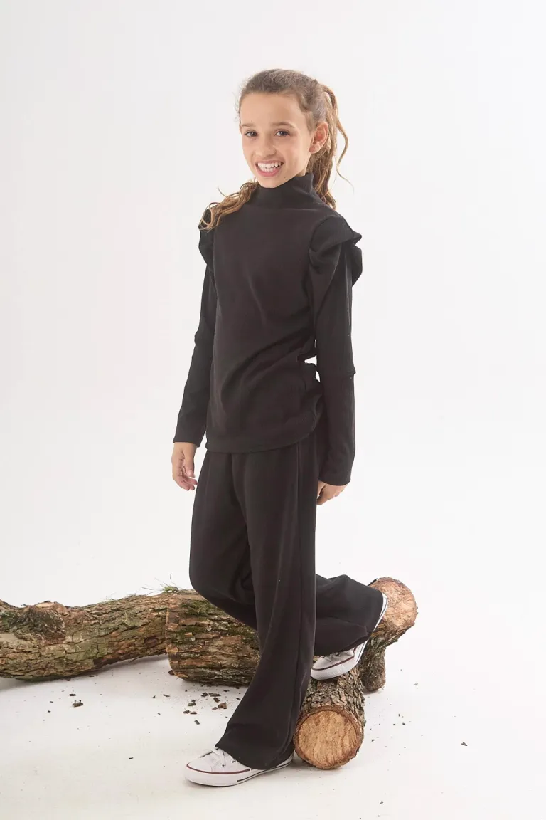 Palazo negro con cintura elástica para mujer - Versátil y cómodo para todo el día de Belle en Pantalones para argentina