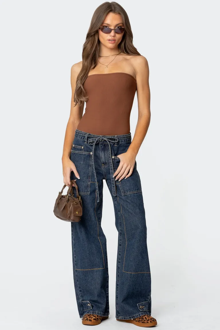 Jeans tiro bajo funky stitch de Edikted en Pantalones para argentina