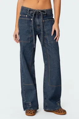 Jeans tiro bajo funky stitch de Edikted en Pantalones para argentina